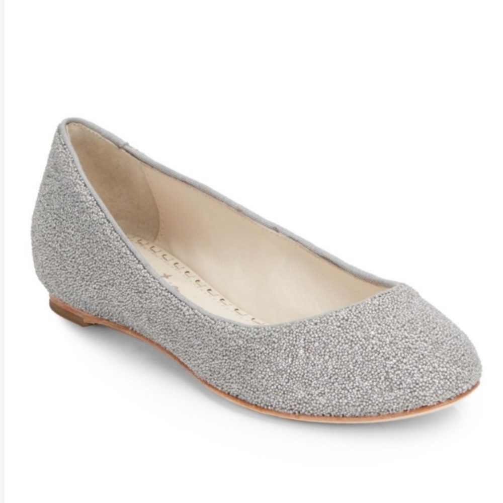 Alice + Olivia Silver Sparkle Ballet Flats